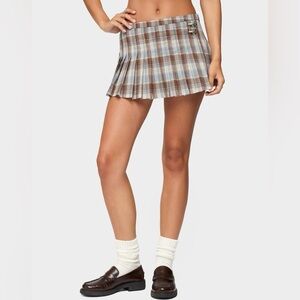 NWT EDIKTED Tracy Plaid Pleated Mini Skirt